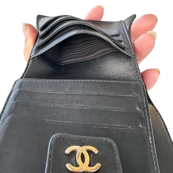Authentic CHANEL Black Lambskin Leather Lucky Charms Embossed Bifold Wallet - Picture 12 of 16